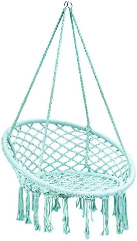 Giantex Hammock Chair, Cotton Rope Handwoven Hanging Chair 330 Pounds Capacity, Macrame Tassels Hammock Swing for C-Hammock Stand, Living Room, Yard, Garden, Balcony (Green)