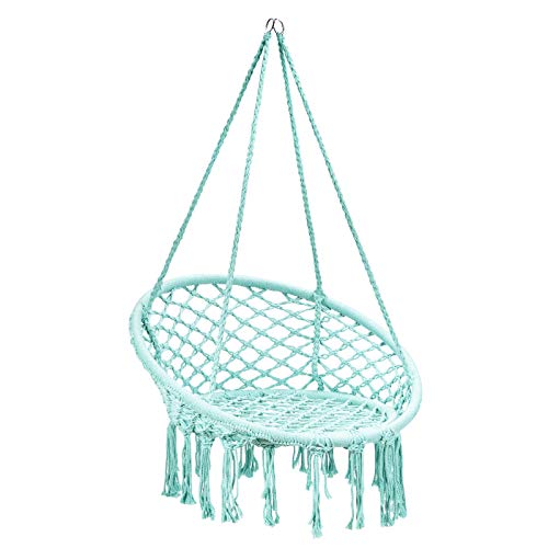 Giantex Hammock Chair, Cotton Rope Handwoven Hanging Chair 330 Pounds Capacity, Macrame Tassels Hammock Swing For C-Hammock Stand, Living Room, Yard, Garden, Balcony (Green) #TOP3