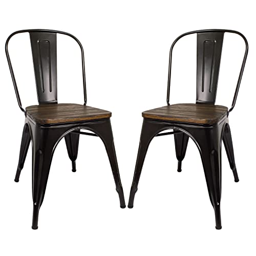 Kingshouse | Set de 2 Sillas Tolix Negro Metálico Estilo...