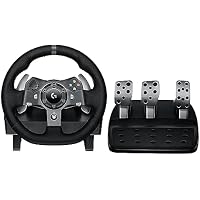 Logitech G G920 Driving Force Racing Wheel and Floor Pedals, Real Force Feedback, Stainless Steel Paddle Shifters, Leather Steering Wheel Cover, Adjustable Floor Pedals, EU-Plug, Xbox One/PC/Mac, Black