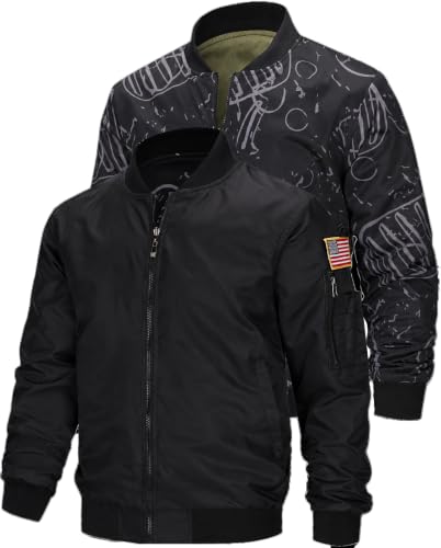 GEEK LIGHTING Bomber Jacket Men Lightweight Windbreaker Jacket Casual Stylish Mens Zip Up Coat Fall Spring Outdoor Pilot Flight Jacket - image 1