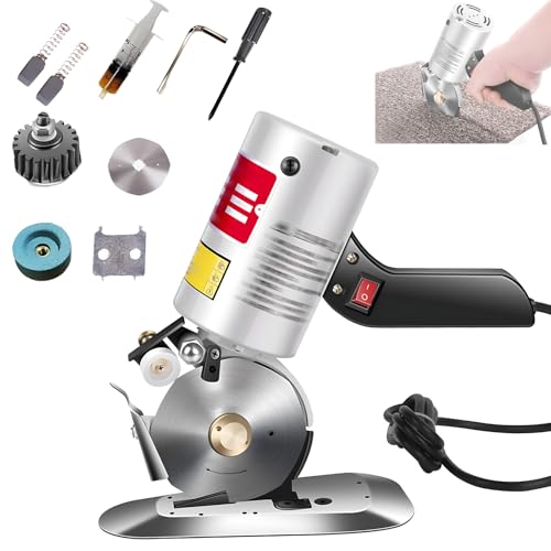 Cortador de Tela rotatorio eléctrico con Protector de Seguridad, Potencia de 200W para Materiales Gruesos, Herramienta de Mano para Coser, Cuero y Corte de cartón