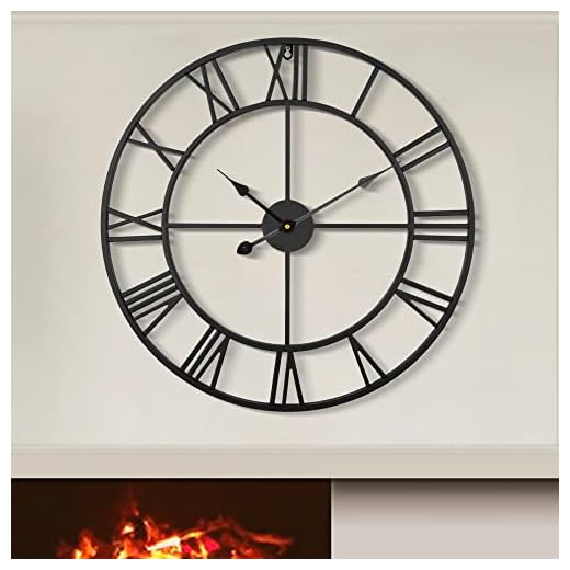 LEIKE 80CM Extra Large Wall Clock - 31" Oversize Modern Black Metal Roman Numeral Nearly Silent Little Ticking Battery Operated Wall Clocks for Living Room, Kitchen,Bedroom Farmhouse Home Decor