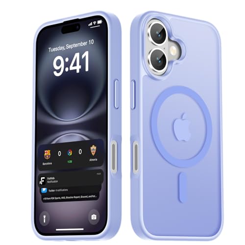 Image of LATVIN for iPhone 16 Plus Case, Magnetic Phone Cover, Compatible with MagSafe, Military Grade Protection, Translucent Matte Frosted Back, Lavender Purple