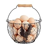 DICOSMETIC Cesta de huevos de alambre para recoger huevos frescos, hierro negro,...