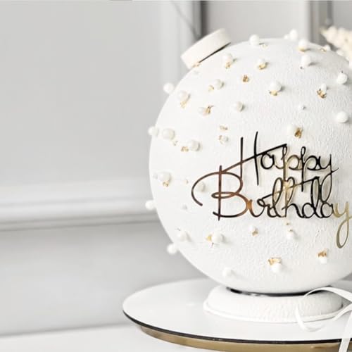 Capiant J400 10 Pack Happy Birthday Cake Toppers, Side Mirror Acrylic Cake Toppers, Gold Acrylic Birthday Cupcake Toppers, Diy Cake Decor Cake Tools Birthday Party Supplies thumb #4