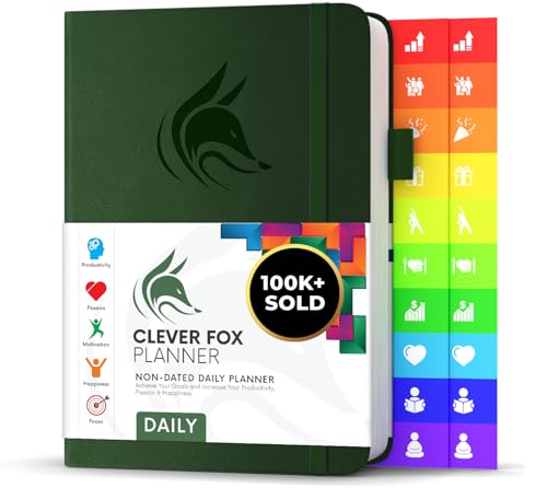 Clever Fox Daily Planner – Undated Planning Notebook with Hourly Schedule & To-Do List – Personal Day Task & Work Organizer, 6 Months (Forest Green)