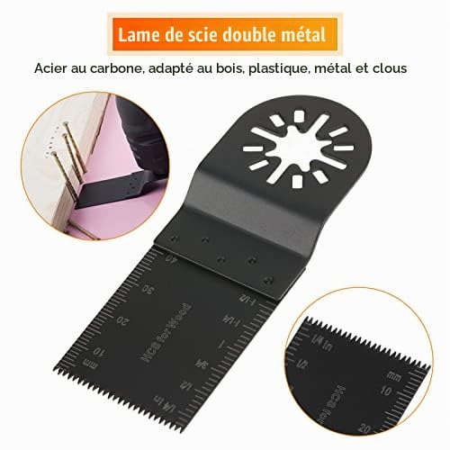 20 pcs 34mm Outil Multifonction Lames Lame Oscillante, lames skill multifonctions en Acier au Carbone, Marqueurs de profondeur intégrés, DIY pour Scier Couper Racler Façonner Polir