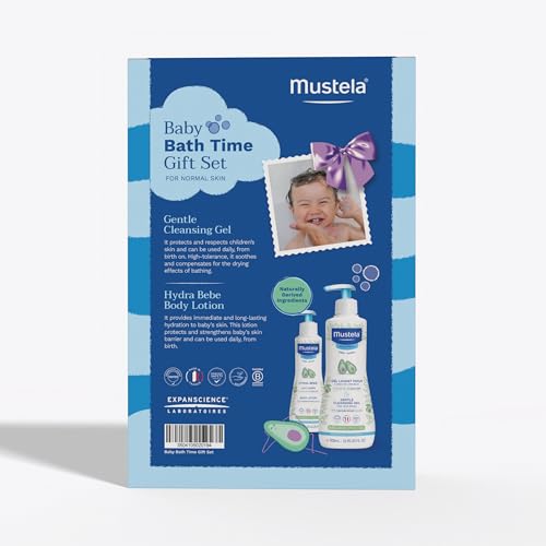 Mustela-Baby-Bath-Time-Gift-Set-Baby-Skin-Care-Essentials-with-Natural-Avocado-Contains-Hydra-Bebe-Body-Lotion-1014-fl-oz-Gentle-Cleansing-Gel-169-fl-oz-2-Items-Set