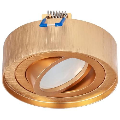 EDO Foco de Techo Empotrable Redondo Dorado SKAND MINI Orientable - Lámpara de Techo Moderna en Aluminio Compatible con Casquillo GU10 - Aplique de Techo ø95x30mm para Salón, Cocina, Pasillo, Oficina