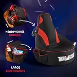 Throne Boss Gaming Bean Bag Chair Cover for Adults with High Back, Red – Large Floor Gaming Chair Cover, Easy to Clean Fabric, Large Pockets, Headphone Hanger, Requires 350 Liters Polystyrene Beans - Image 5