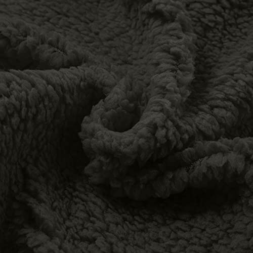 Clothes For Women, Fuzzy Fleece Jacket Jean Jackets For Women Women's Fall Winter V-Neck Plush Single-Breasted Hooded Jacket With Pockets Fleece Jacket Coat Button Double Breasted (Dark Gray,X-Large) #TOP3