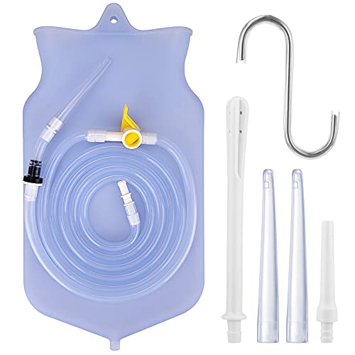 Kit de Bolsa de Enema Para la Limpieza del Colon Kit de Enema de Café Reutilizable con Manguera de Silicona de 150cm y 4 Puntas de Boquilla Reutilizables Cover