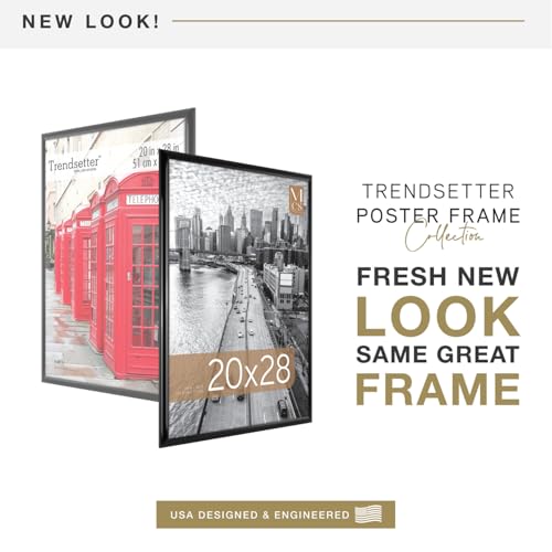 MCS Trendsetter 20x28 Poster Frame Black High-Gloss, Vertical & Horizontal Wall Hanging Large Picture Frame for Photos, Posters & Art Prints (1-Pack)