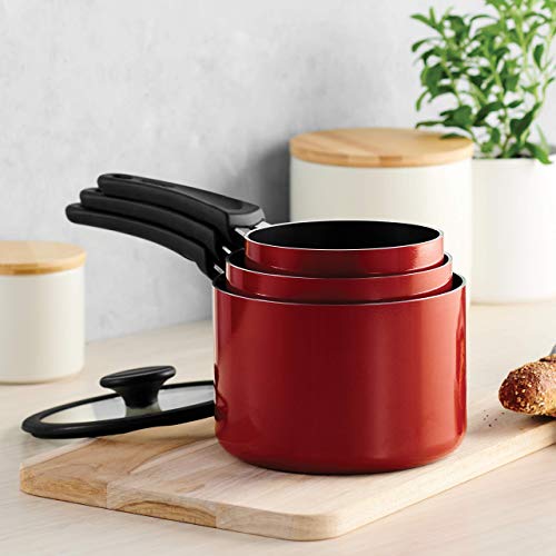 Image of Tramontina Non Stick 6-Piece Nesting Sauce Pan Set with Lids - Red