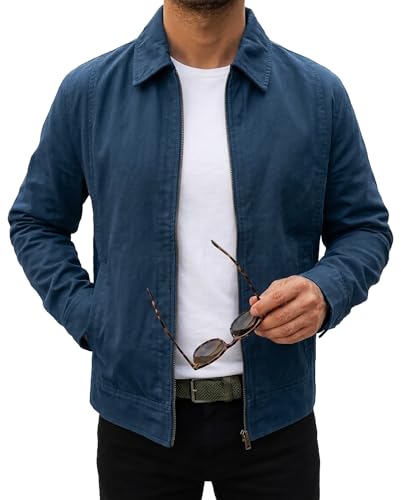 Image of Summer Lightweight Canvas Breathable Cotton Jacket For Men | Punk Gothic Brando Biker Coat Classic Rock Streetwear Belted Jacket