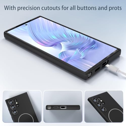 Image of DIZORO Microfiber Candy Case Compatible for Samsung S26 Ultra 5g Magnetic Silicone Case, Compatible with MagSafe Shockproof, Anti-Scratch Soft Non-Slip Full Body Protective Back Cover (Black)