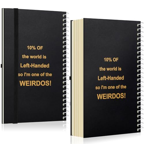 Jutom 2 Pcs Left Handed Notebooks 5 x 8 Inches, Lefty Spiral Wire Bound Journal 100 Pages Ruled, Hard Cover Notebook for Back to School Supplies, Classroom Essentials, Gifts for Left Handers(Black)