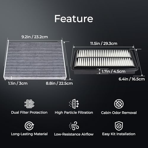 Image of Engine & Cabin Air Filter Kit Compatible with Honda Pilot 2016-2022 Ridgeline 2017-2025 Passport 2019-2025 MDX 3.0L /3.5L Replaces 80292-SDA-A01 17220-5J6-A10