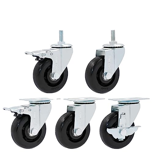 Rubber Swivel Castor Wheels Trolley Caster Brake with Brake No Brake Universal Wheel Loading 100kg 1Pcs(B3)