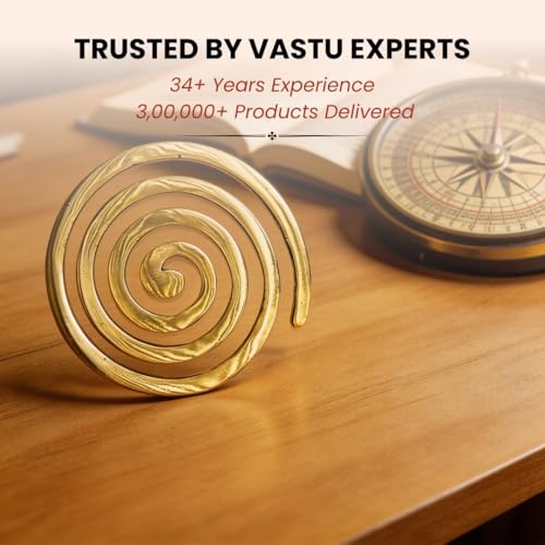 Image of Plus Value Brass Helix Vastu Remedies for North-West Missing Corner & Cuts, Kitchen, Main Door /Entrance, Toilet Vaastu Dosh /Defect Nivaran (3pcs)