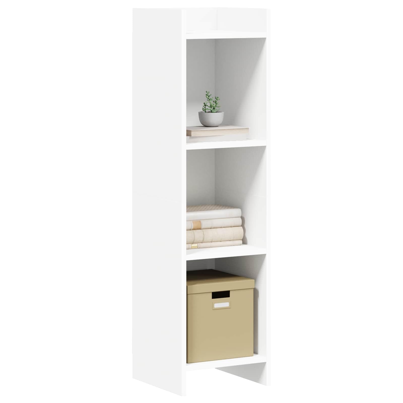 Bücherregal mit 3 Einlegeböden, weiß, 30 x 30 x 111 cm, aus technischem Holz | Modernes rechteckiges Design, einfache Montage, viel Platz für Bücher und Dekoration, Reinigung mit feuchtem Tuch