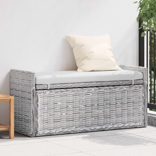 Mokuyary - Banco de almacenamiento blanqueado, 110 x 40 x 50 cm, ratán, baúl de almacenamiento, punta de cama, reposapies, mueble de entrada para sala de estar, dormitorio, pasillo