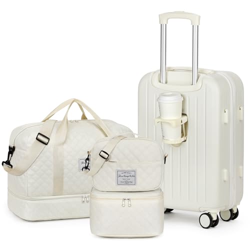 Luggage Set with USB Port & Cup Holder