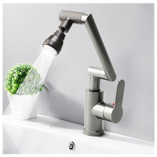 diceevil Wasserhahn Küche, 3 Wasseraustrittsmodi, Flexible Küchenarmatur, Einhand- Spültischmischbatterie mit 2 Schläuchen, Hochdruck Armatur Grau