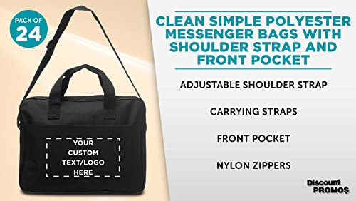 24 Polyester Messenger Bags Set - Customizable Text, Logo - Adjustable Straps, Reinforced Straps, Front Pocket, Everyday Use - Black3