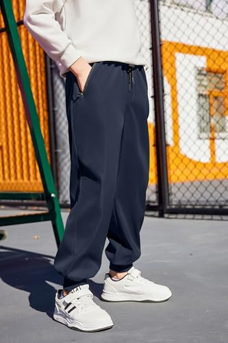 Arshiner Boys Casual Pants Kids Elastic Waist Drawstring Jogger Pants Boys Sweatpants with Zipper Pockets 3-12 Years2