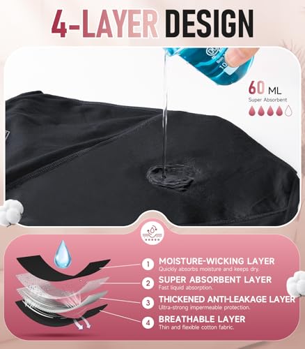 Image of RUIXUE Womens Period Underwear Heavy Flow Menstrual Period Panties Leak-Proof Hipster Panty for Female Teens Girls 3 Pack