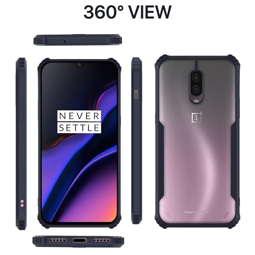 Image of Outlouders Back Cover for OnePlus 6T / Oneplus 7 | Ultra Hybrid Transparent | Full Camera Protection | Raised Edge | Crystal Clear Bumper Case (Blue)