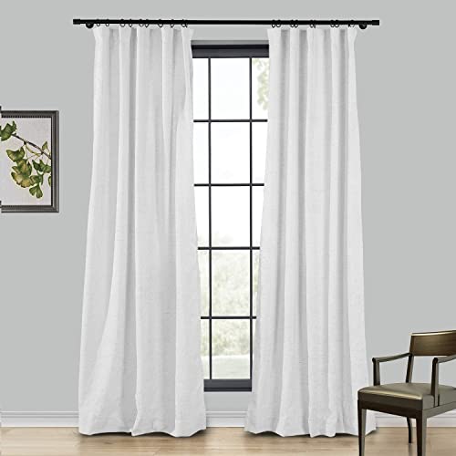Twopages Linen Curtain, 102 Inches Long Solid Room Darkening Rod Pocket Single Curtain Panel, Beige White (1 Panel 50Wx102L) #TOP5