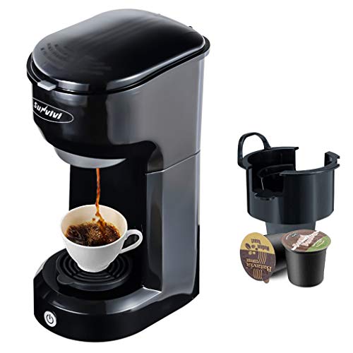 Single Serve Coffee Maker Coffee Brewer Compatible with K-Cup Single Cup Capsule with 6 to 14oz Reservoir, Mini Size, KMC202, Black