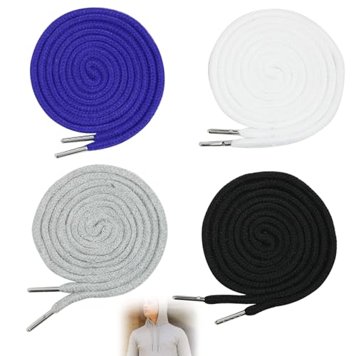 Yerozhui 4 pezzi lacci a corda per pantaloni e felpe con cappuccio, lacci elastici, cordini universali in cotone da 140 cm con estremità in metallo, disponibili in diversi colori, per felpe e giacche