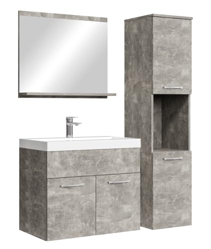 Badplaats B.V. Mobile da Bagno Montreal 60cm Grigio Cemento - Armadio mobiletto lavabo Mobili Armadietto