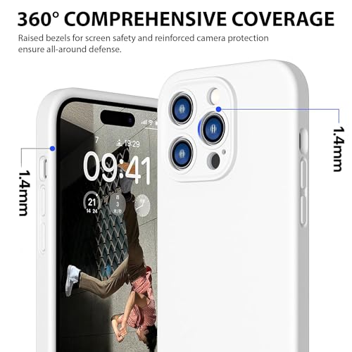 CellEver Heavy-Duty Silicone Case for iPhone 14 Pro [Camera Protection] [Anti-Oil Coating] Military Drop Protection, Soft Scratch-Free Interior, White - image 5