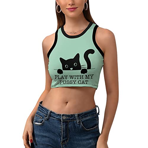 Play with My Pussy Cat Racerback Sports Bra M