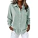 Women Button Down Shirt Long Sleeve Blouse Striped Lapel Collar Dressy Blouse Casual Business Work Tops with Pockets Green