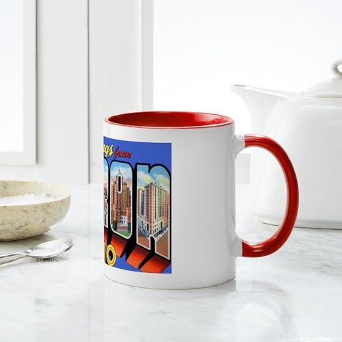 Taza de cerámica de 11 oz con diseño Akron Ohio miniatura 6