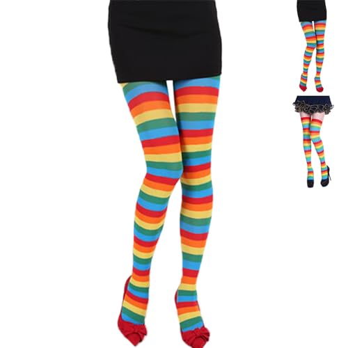 LaresDay Overknee Strümpfe Damen - Bunte Gestreifte Socken, Lang & Weich - Frühlings- und Sommermode (DE/NL/SE/PL, Alphanumerisch, L, XL, Regular, Regular, Hosen)