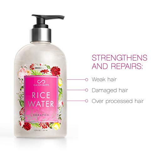Hairfinity Rice Water Shampoo - Silicone & Sulfate Free Growth Formula - Best For Damaged, Dry, Curly Or Frizzy Hair - Thickening For Thin Hair, Safe For Keratin And Color Treated Hair 12Oz #TOP1