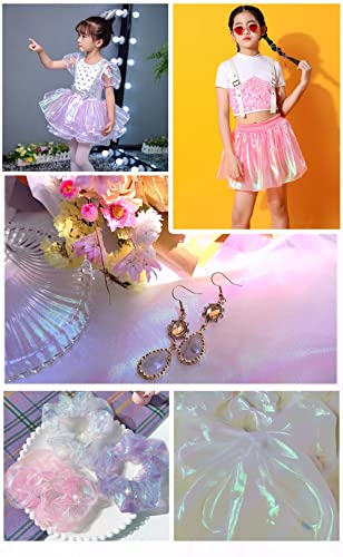Organza Fabric for Sewing Sold by the Metre, 100 cm x 150 cm, Colourful Glitter Organza Tulle Fabric - Image 2