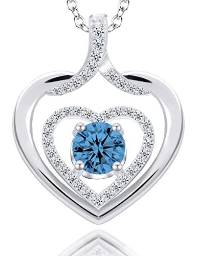 Pendentif cœur argent et pierres de naissance femme