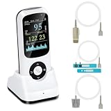 Handheld Pulse Oximeter with Respiration Rate, Overnight SpO2 Tracking, Adjustable Pulse and SpO2 Alarm, Multi-Probe Rechargeable Oxygen Monitor