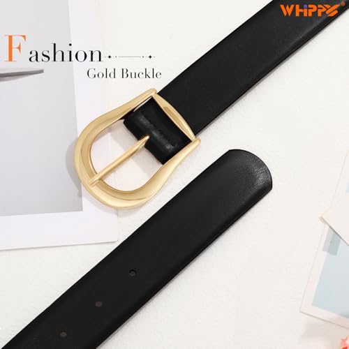 WHIPPY Women's Leather Belt for Jeans Pants Dresses Casual Fashion Waist Belt with Gold Buckle3