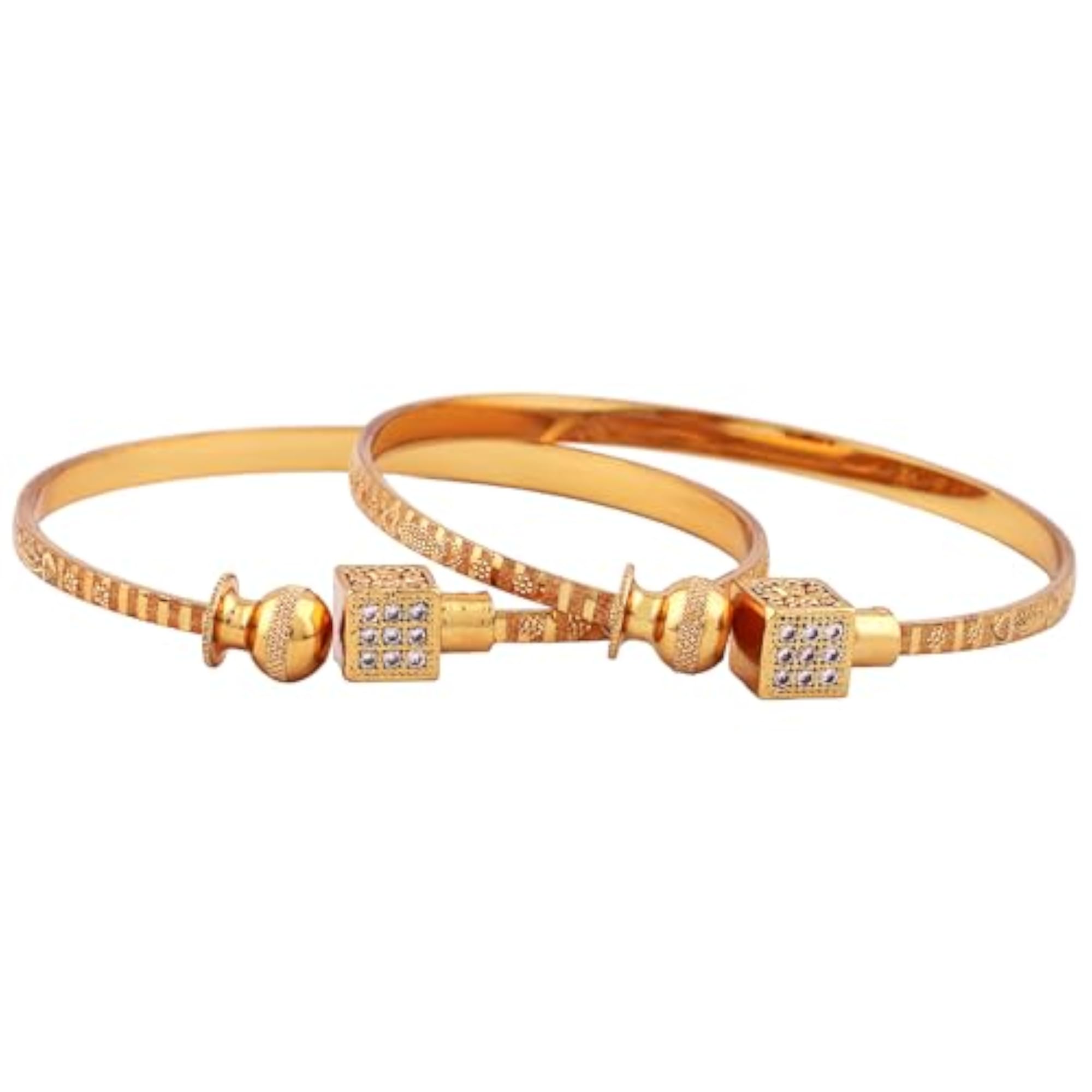 Set Of 2 Traditional 18k Plated Bracelets