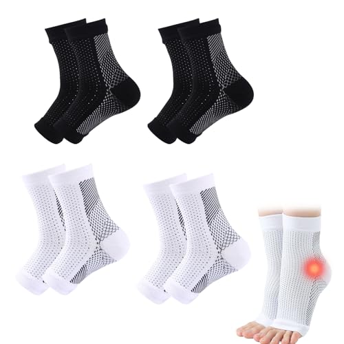 Functional Socks for Neuropathy 4 Pairs Neuropathy Socks Men Plantar Fasciitis Socks Prevent Ankle Injuries Neuro Socks for Men Women Socks for Neuropathy Pain Ligament Damage Sprained Ankle Weak
