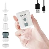 Qunature Portable Air Pump for Inflatables, Rechargeable Tiny Inflator for Air Mattress, with Camping Lantern, Mini Size for Sleeping Pads, Pool Floats (White)